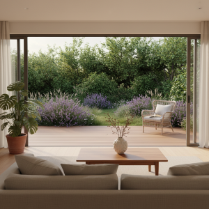 Rustgevend interieur met groene planten, zachte kleuren en natuurlijke verlichting voor meer rust in huis en plezier in de tu